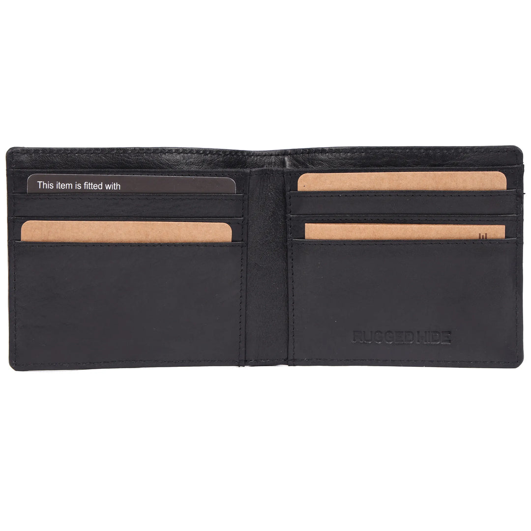 Rugged Hide "Cedar" Mens Black Leather Wallet