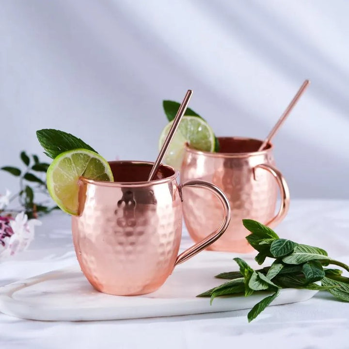 CLINQ Copper Hammered Handled Mugs