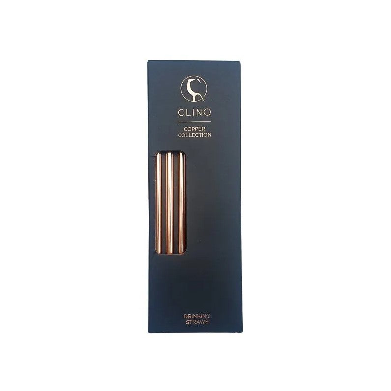 CLINQ Copper Collection Set Of 6 Drinking Straws With Cleaning Brush