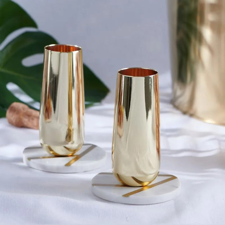 Gold Collection Pair Of Stemless Flutes - Polished Finish